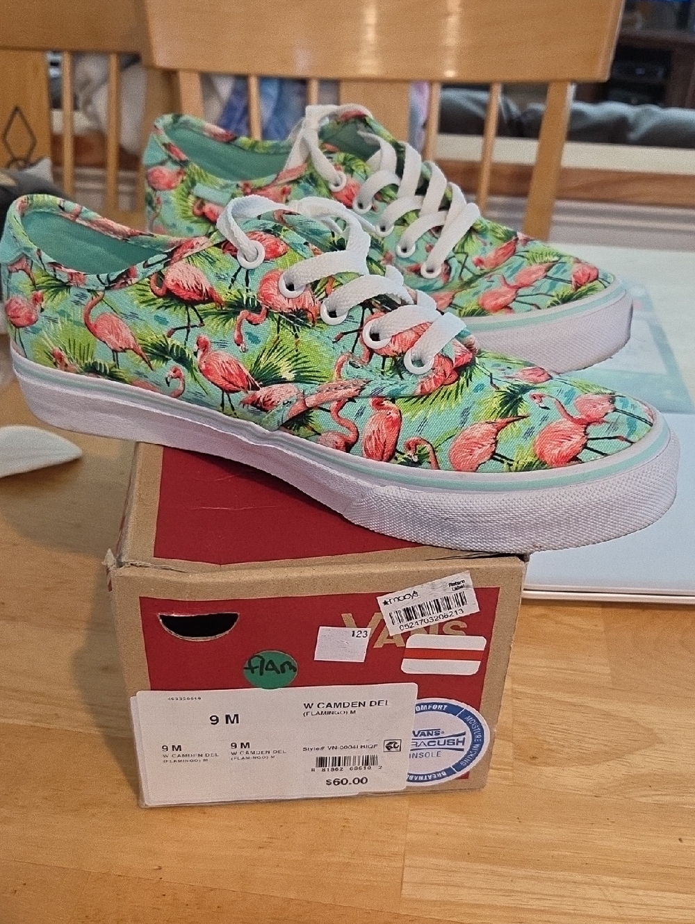 Vans Flamingo Canvas Sneakers in Mint Green & Pink